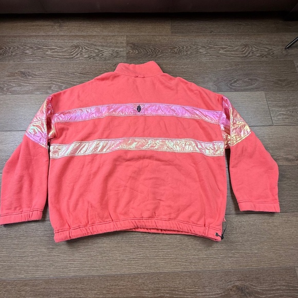 Free People FP Movement Away We Go Half Zip Hibiscus NWT M Oversized, Iridescent - Picture 4 of 16